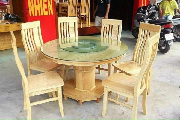 Bộ Bàn Ghế Ăn Tròn Gỗ Sồi Nga 6 Ghế BGA21